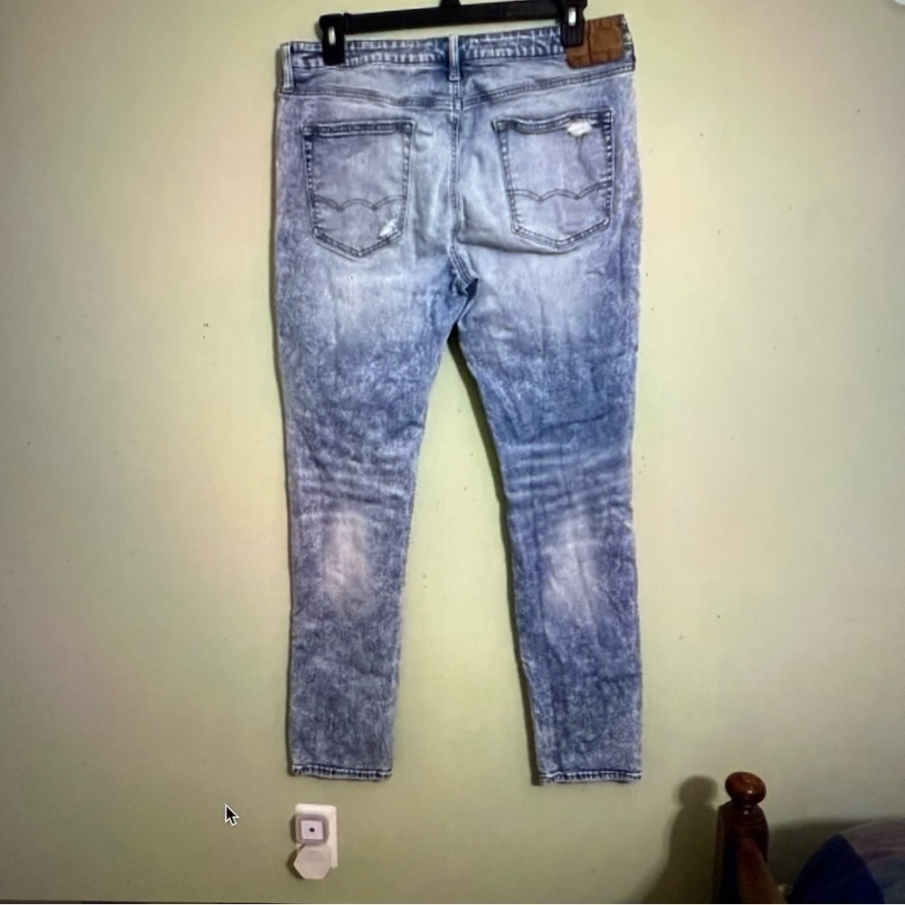 American Eagle distressed men’s tall jeans size 36 waist relaxed y2k - Picture 4 of 7